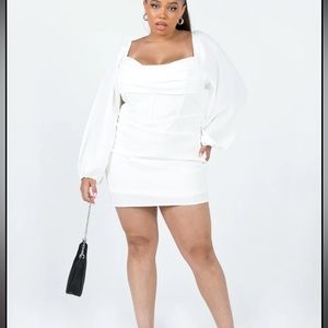 NWOT Princess Polly Lillie White Long Sleeve Mini Dress 18